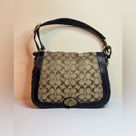 Coach Vintage Legacy Black/Brown Monogram Canvas Large Shoulder Bag - Picture 1 of 14